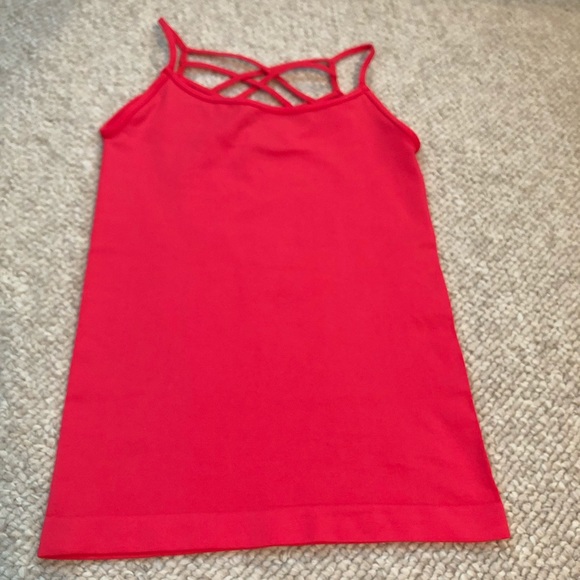 Coral-Red Crisscross Nylon Tank Top - Picture 6 of 7